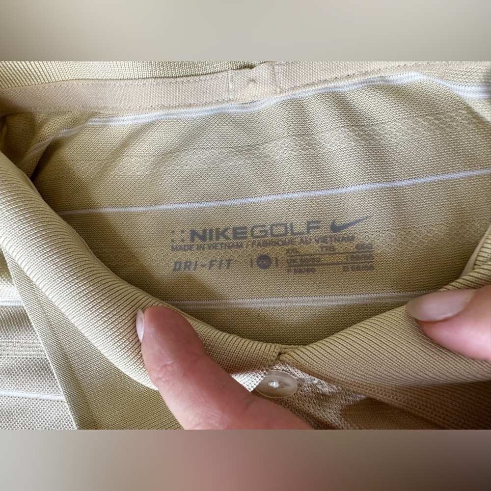 Nike Golf Dri Fit Men’s Polo Shirt neutral striped yellow size XXL button down - Picture 4 of 4